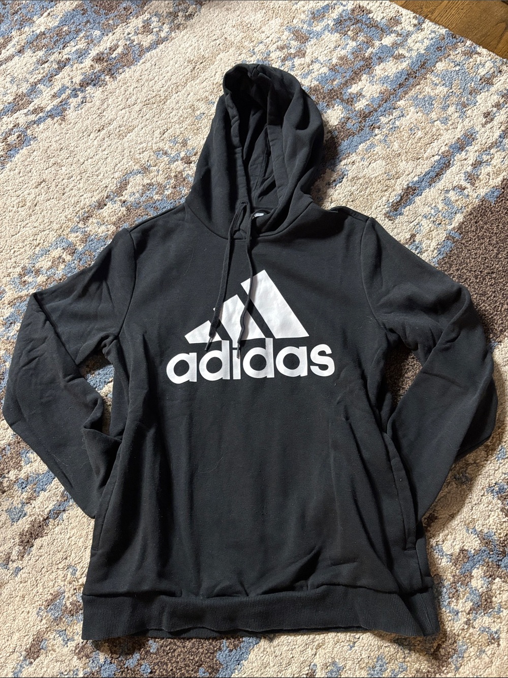 adidas Black Hoodie with White Trefoil Logo